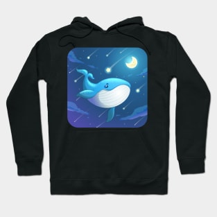 cute blue whale cartoon character design Hoodie